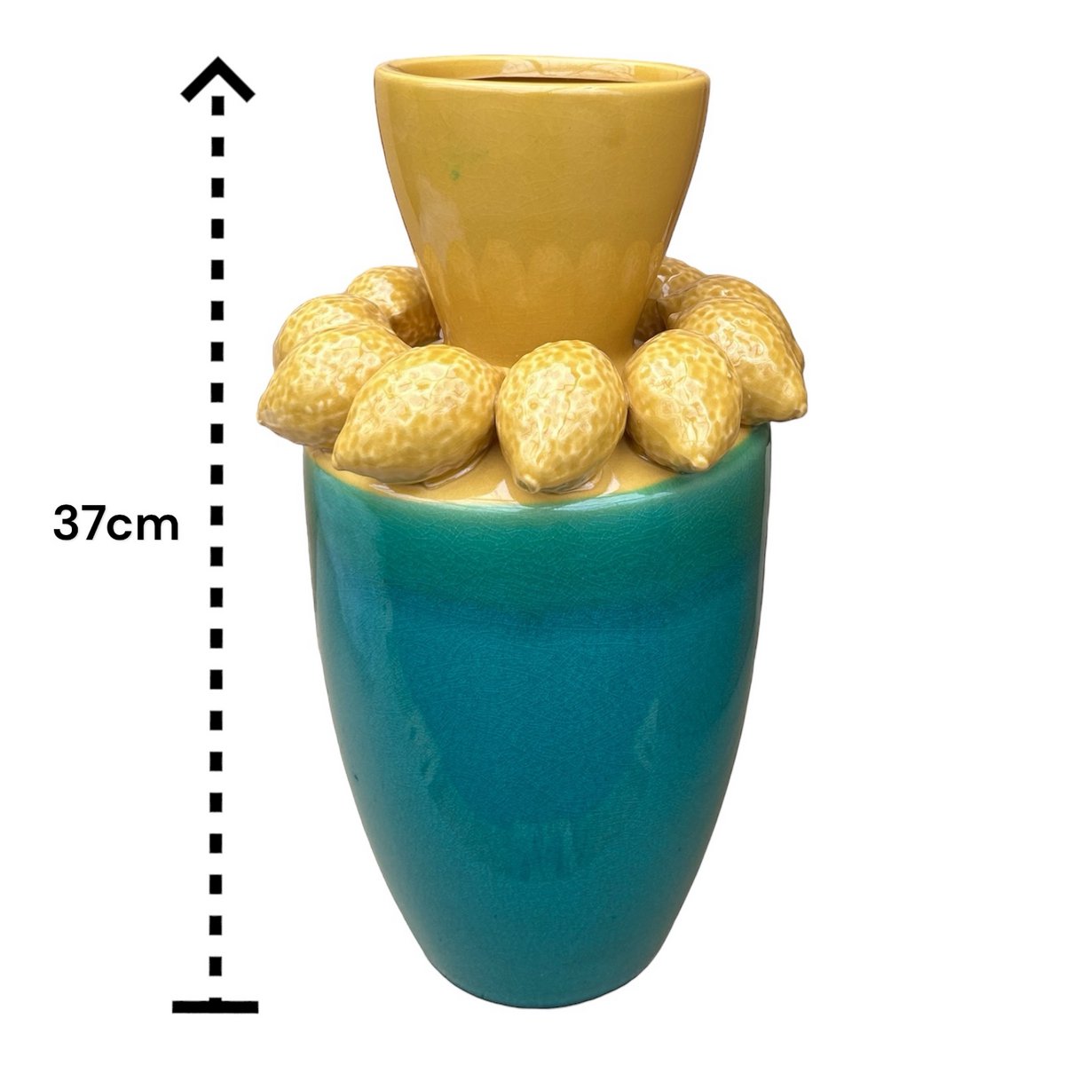 Laat je interieur stralen met de Vaas Lemon Juice + Luxe Zijdeboeket Set 37cm)