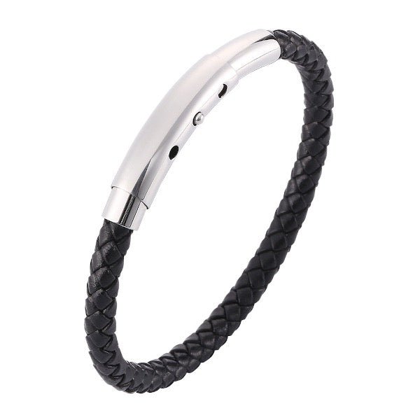 Gevlochten lederen armband - Zilveren gesp