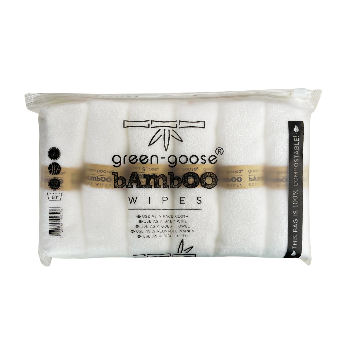 green-goose Bamboo Washcloths - 6 Pieces - White - 80% Bamboo