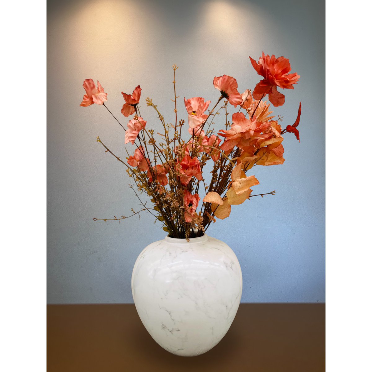 Zijden Bloemen met American porcelain gember pot Big H*28W*25