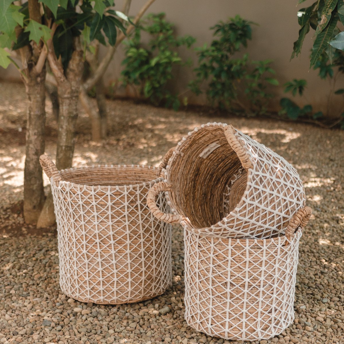 Boho laundry basket KERSO | Plant basket | Banana fiber storage basket (3 sizes)