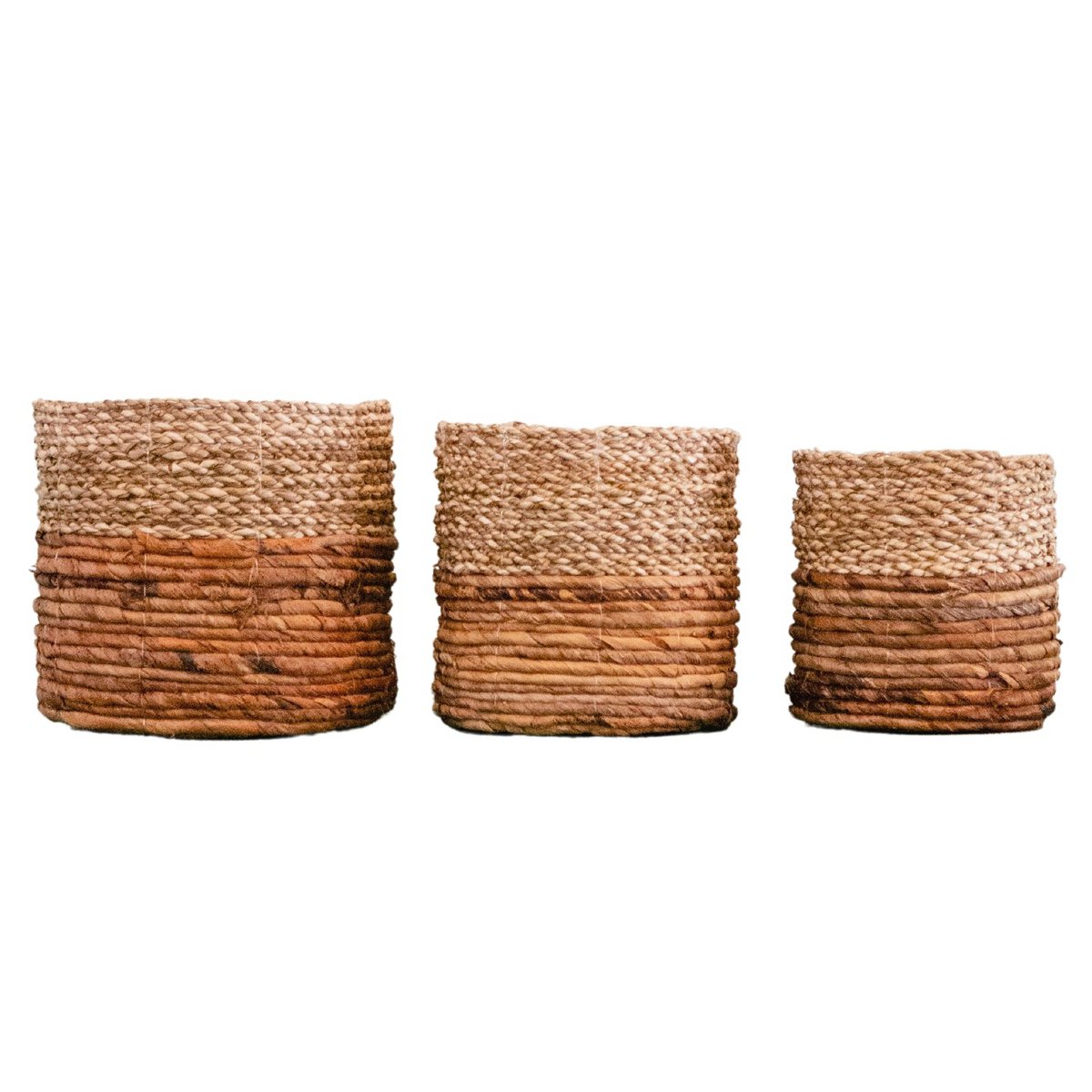 Small Seagrass Basket BHINNEKA (two-tone) | Plant Basket | Small Storage Basket | Woven Boho Basket | Planter | Decorative Basket | Round Flower Basket