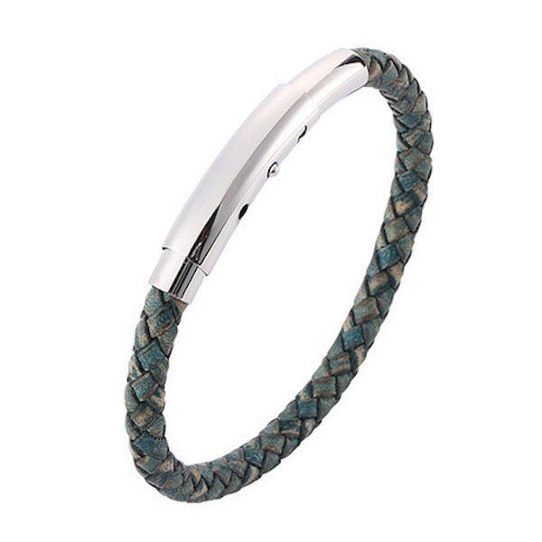 Gevlochten lederen armband - Zilveren gesp