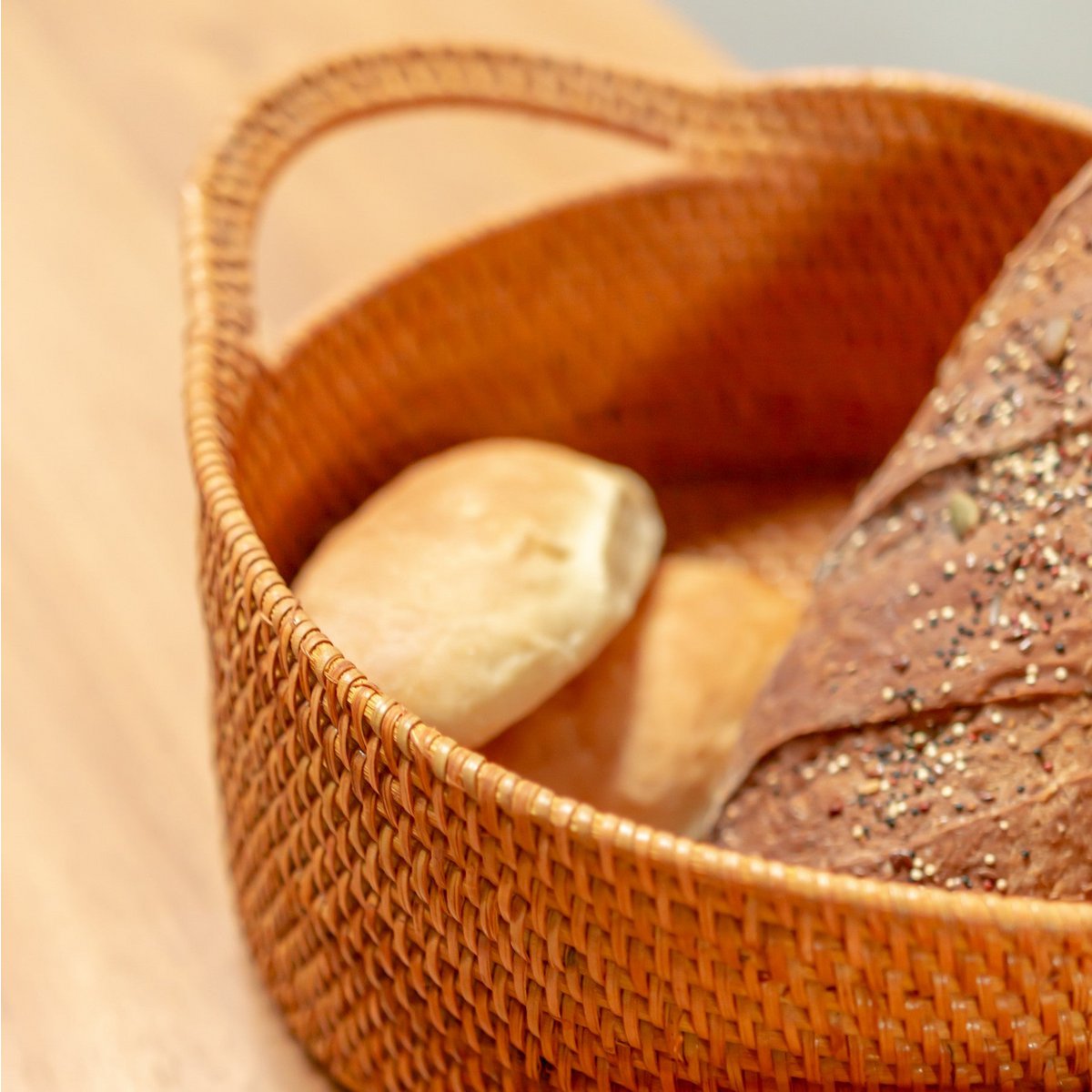 Small Rattan Storage Basket Decorative Basket SUWARI (2 sizes), great as a Breakfast Basket or Fruit Bowl