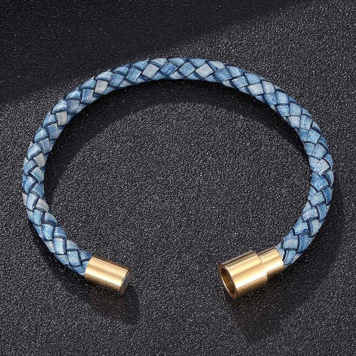 Vervollständigen Sie Ihr Outfit mit diesem luxuriösen Lederarmband für Herren – mit goldener Schnalle