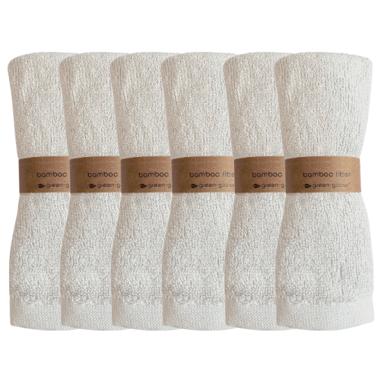 green-goose Bamboo Washcloths - 6 Pieces - White - 80% Bamboo