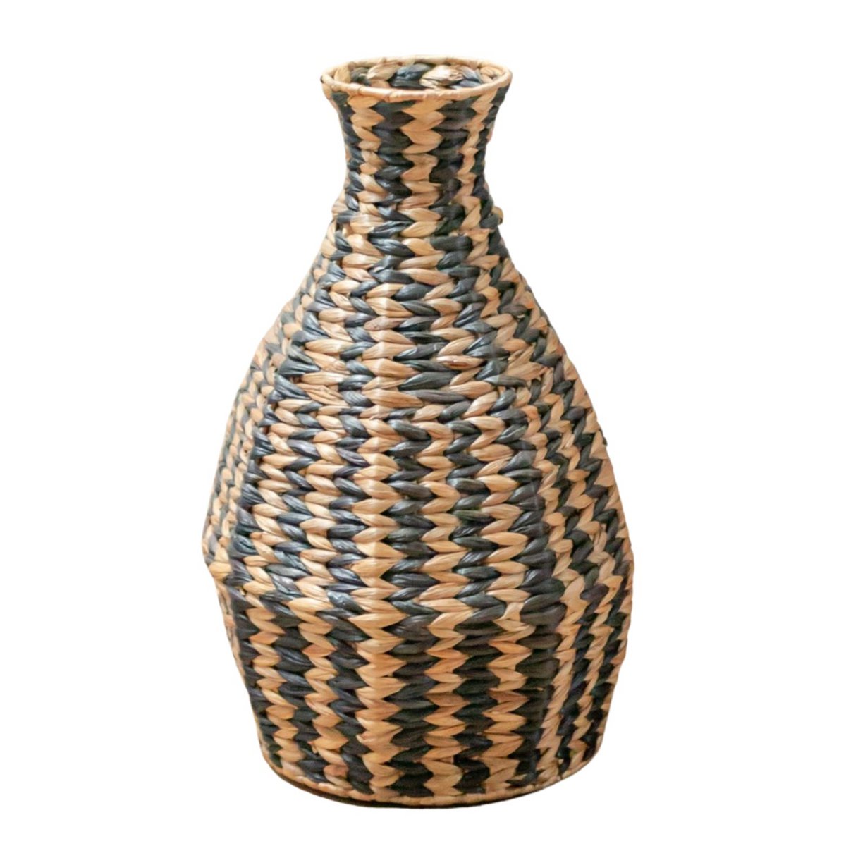 Woven Boho Vase DAYANA black made of Water Hyacinth
