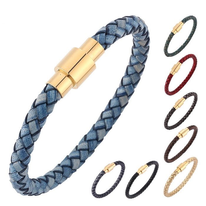 Vervollständigen Sie Ihr Outfit mit diesem luxuriösen Lederarmband für Herren – mit goldener Schnalle