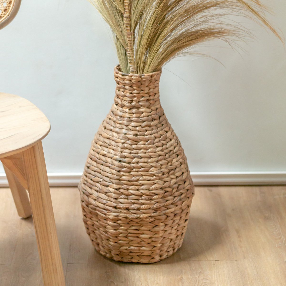 Woven Boho Vase DAYANA natural made of Water Hyacinth