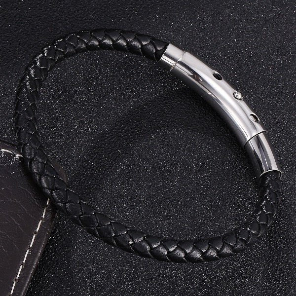 Geflochtenes Lederarmband – Silberschnalle