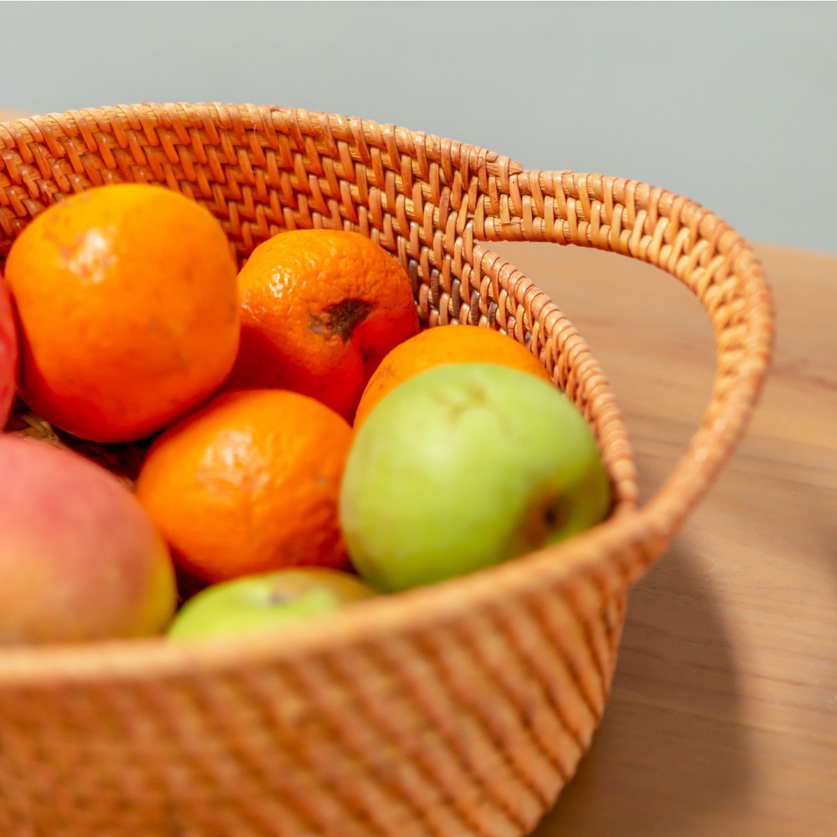 Small Rattan Storage Basket Decorative Basket SUWARI (2 sizes), great as a Breakfast Basket or Fruit Bowl