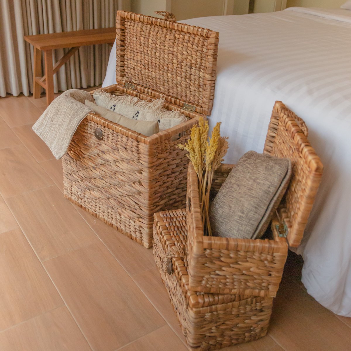 Trunk Basket | Laundry Basket with Lid KELANA from Water Hyacinth (2 sizes)