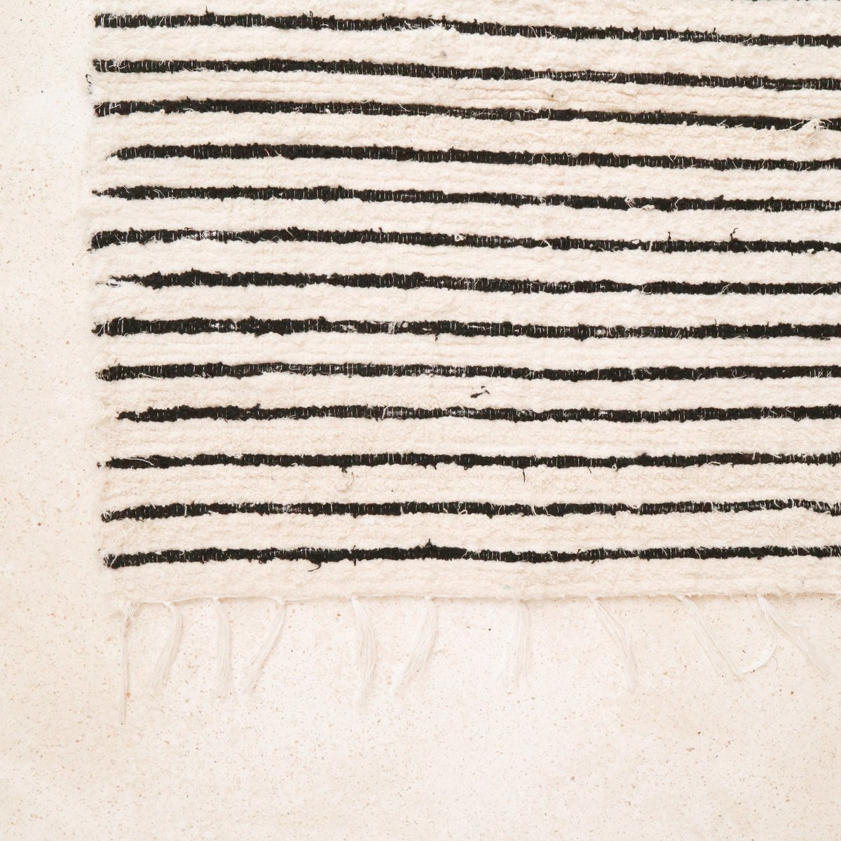 Small cotton rug - striped runner - boho rug black and white - soft bed mat - hand-woven rectangular rug 70x50 cm UNTUK